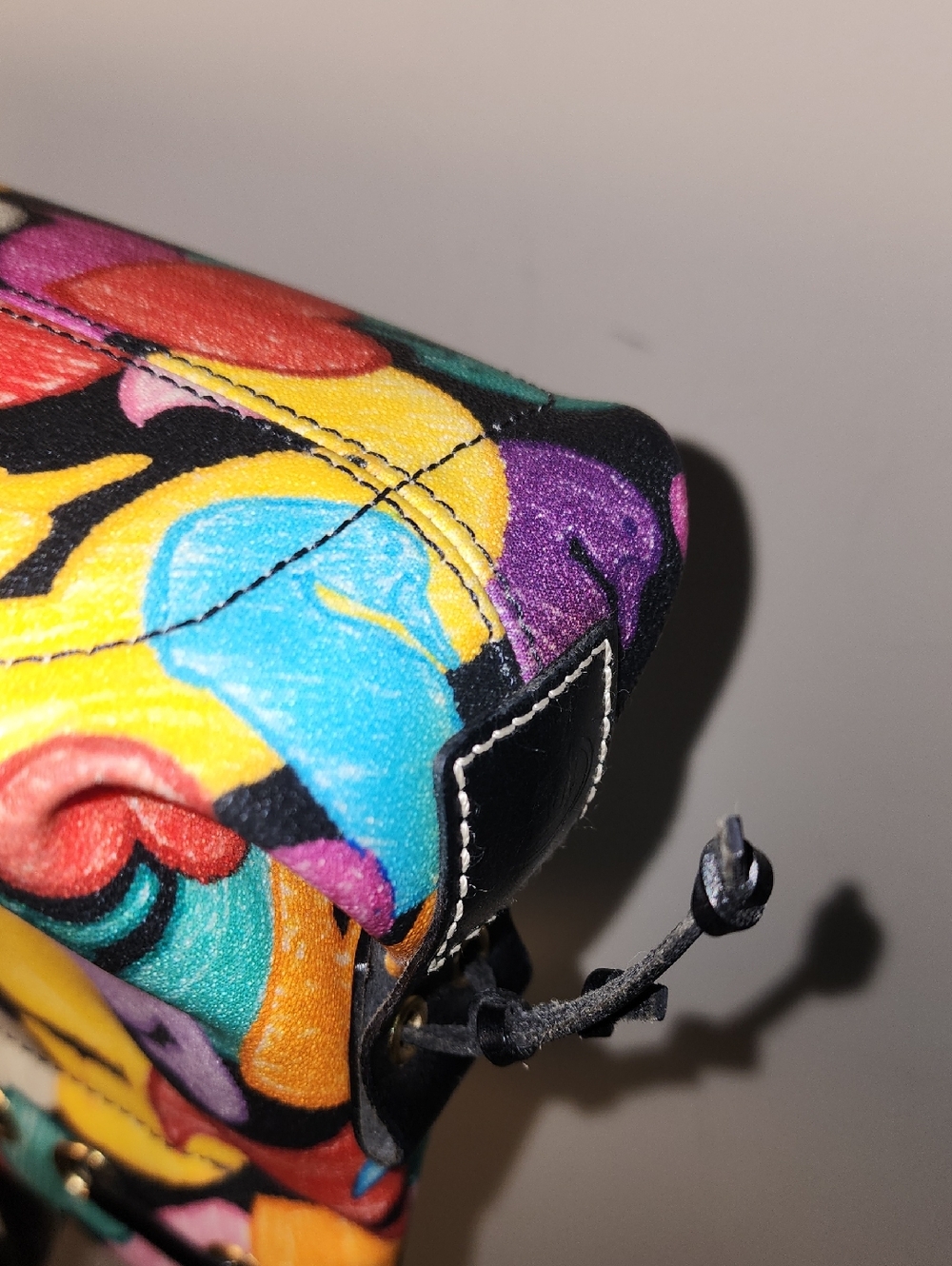 Dooney And Bourke Wonder Duck Multicolor Vintage Satchel Purse Rainbow Leather - Picture 11 of 13